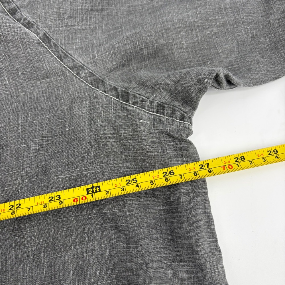 Tommy Bahama Mens XXL Charcoal Gray 100% Linen Long Sleeve Button Front Shirt - Picture 8 of 9